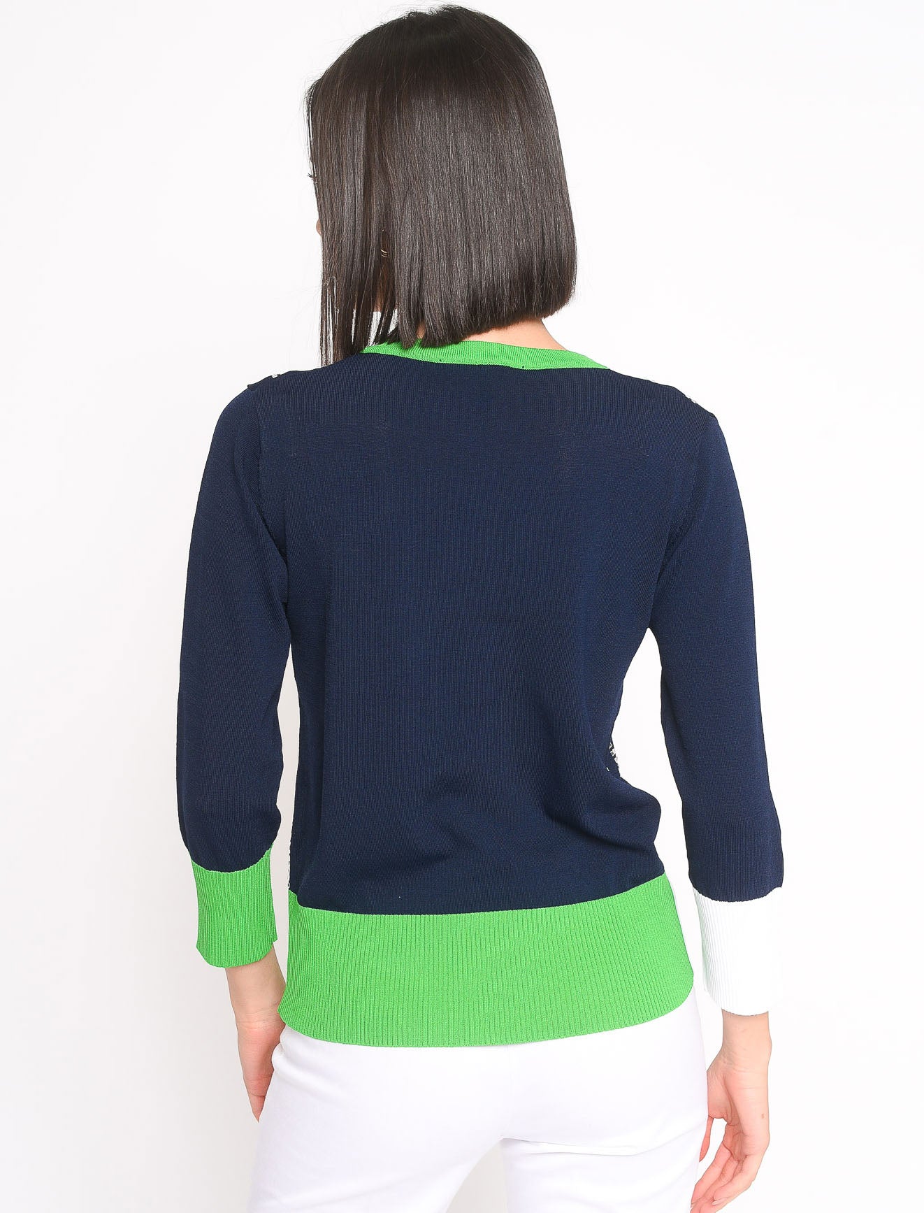 COREANA MERCERIZED CARDIGAN WITH DIAMOND APPLICATION
