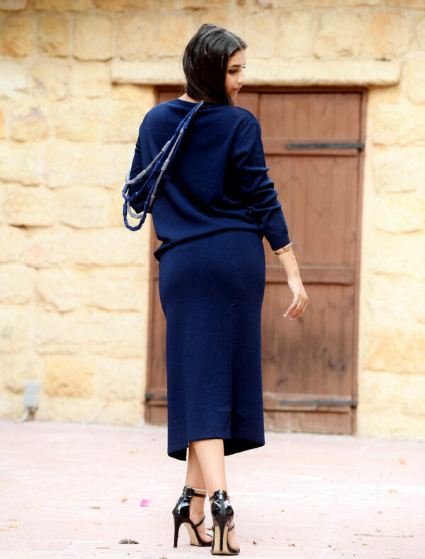 MERCERIZED SKIRT KNITTING DARK BLUE