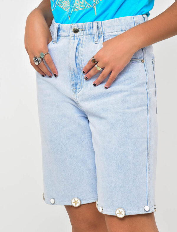 LIGHT BLUE JEANS PANTS CONVERTIBLE TO SHORT 2 IN 1