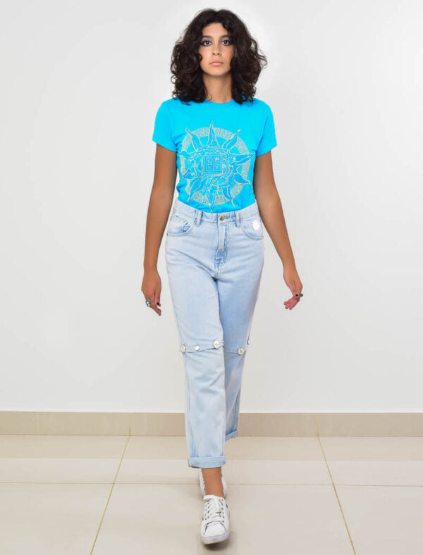 LIGHT BLUE JEANS PANTS CONVERTIBLE TO SHORT 2 IN 1