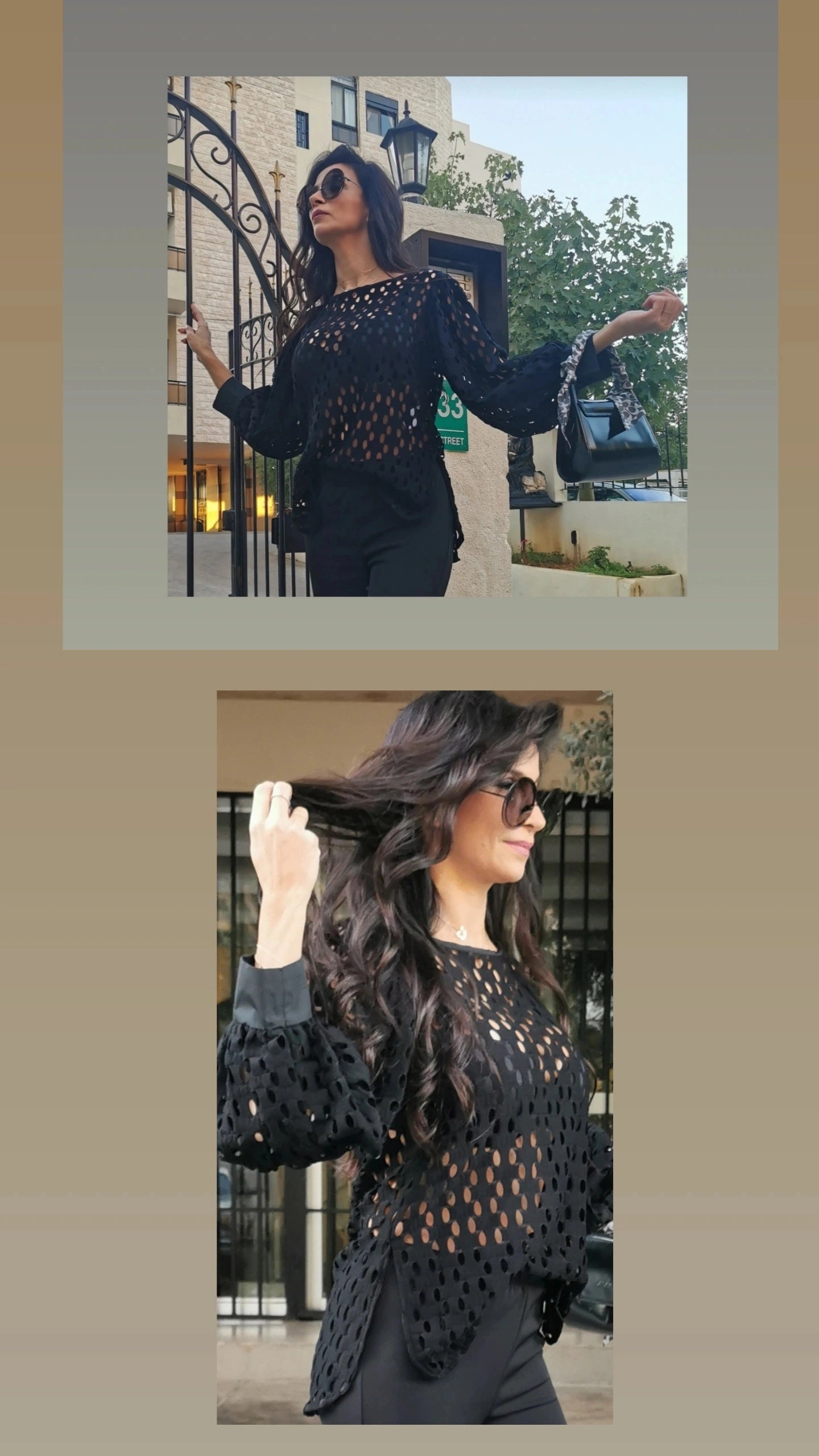 PERFORATED BLOUSE WITH SILKY CUFF