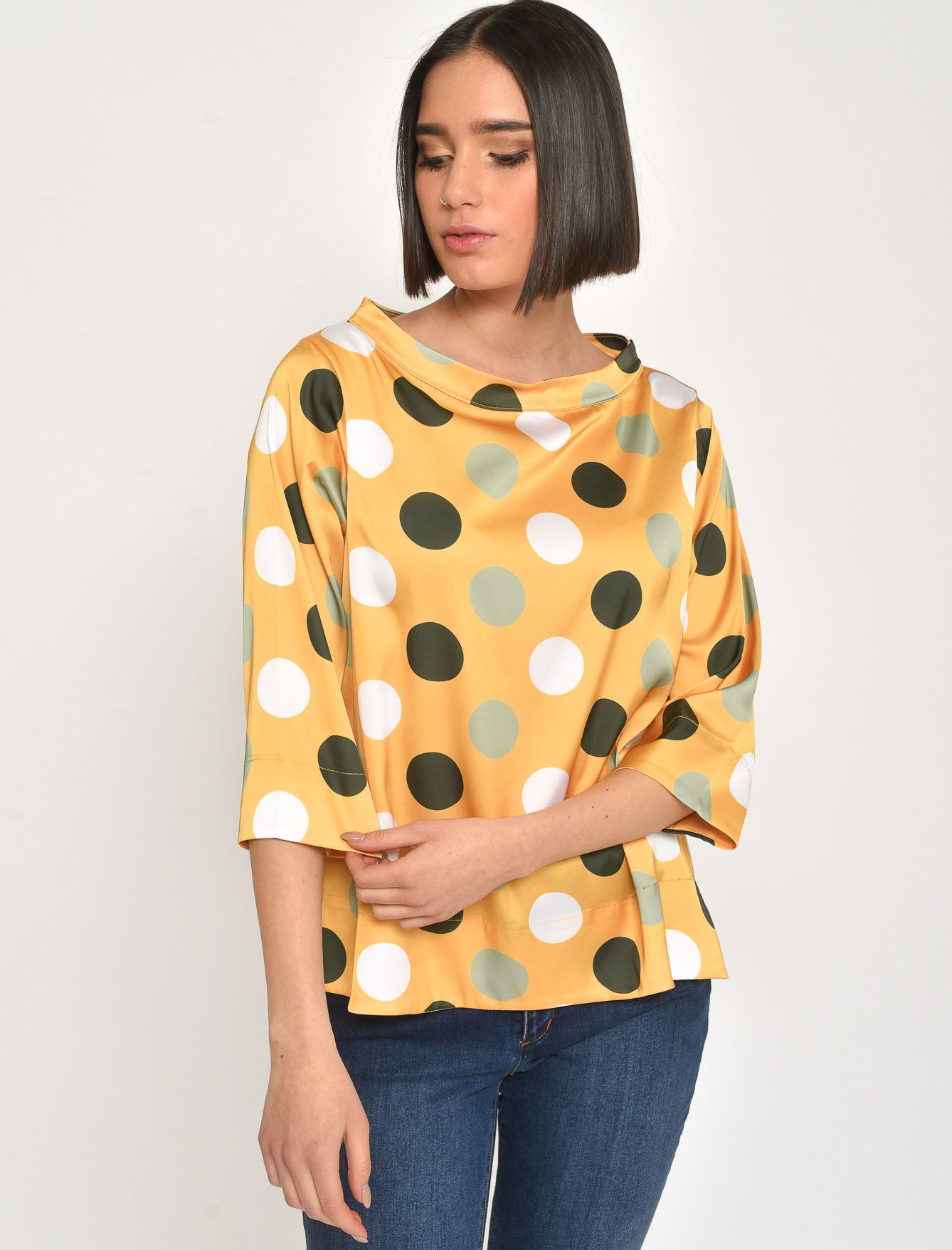 SILK BLOUSE WITH POLKA DOTS