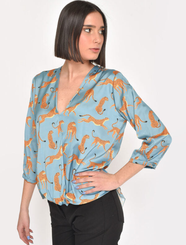 RADIANT LEOPARD BLOUSE AVIO COLOR